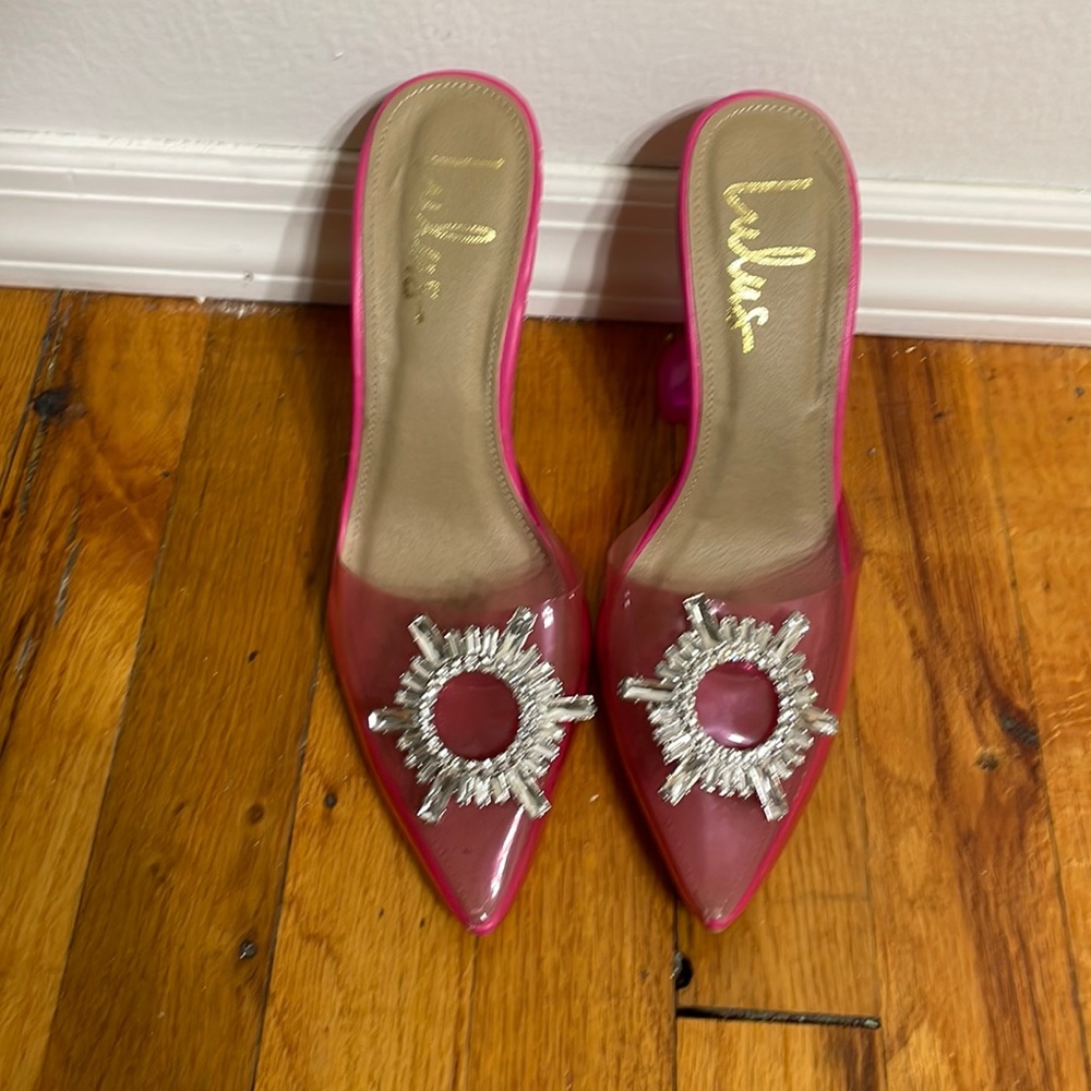 Pink Heels with silver buckle